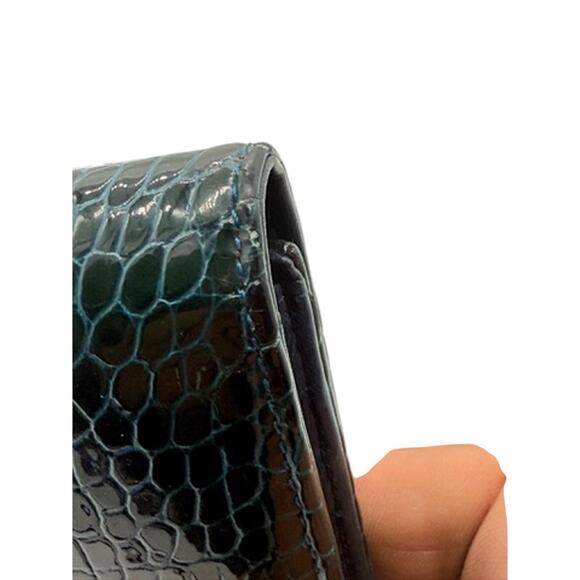 Miu Miu Hunter Green Croc Embossed Leather Wallet! Long Wallet! EXCELLENT Cond - Picture 7 of 16